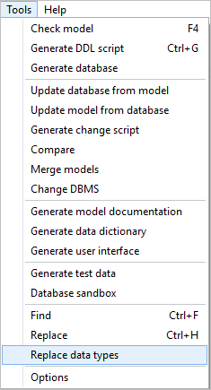 Replacing data types